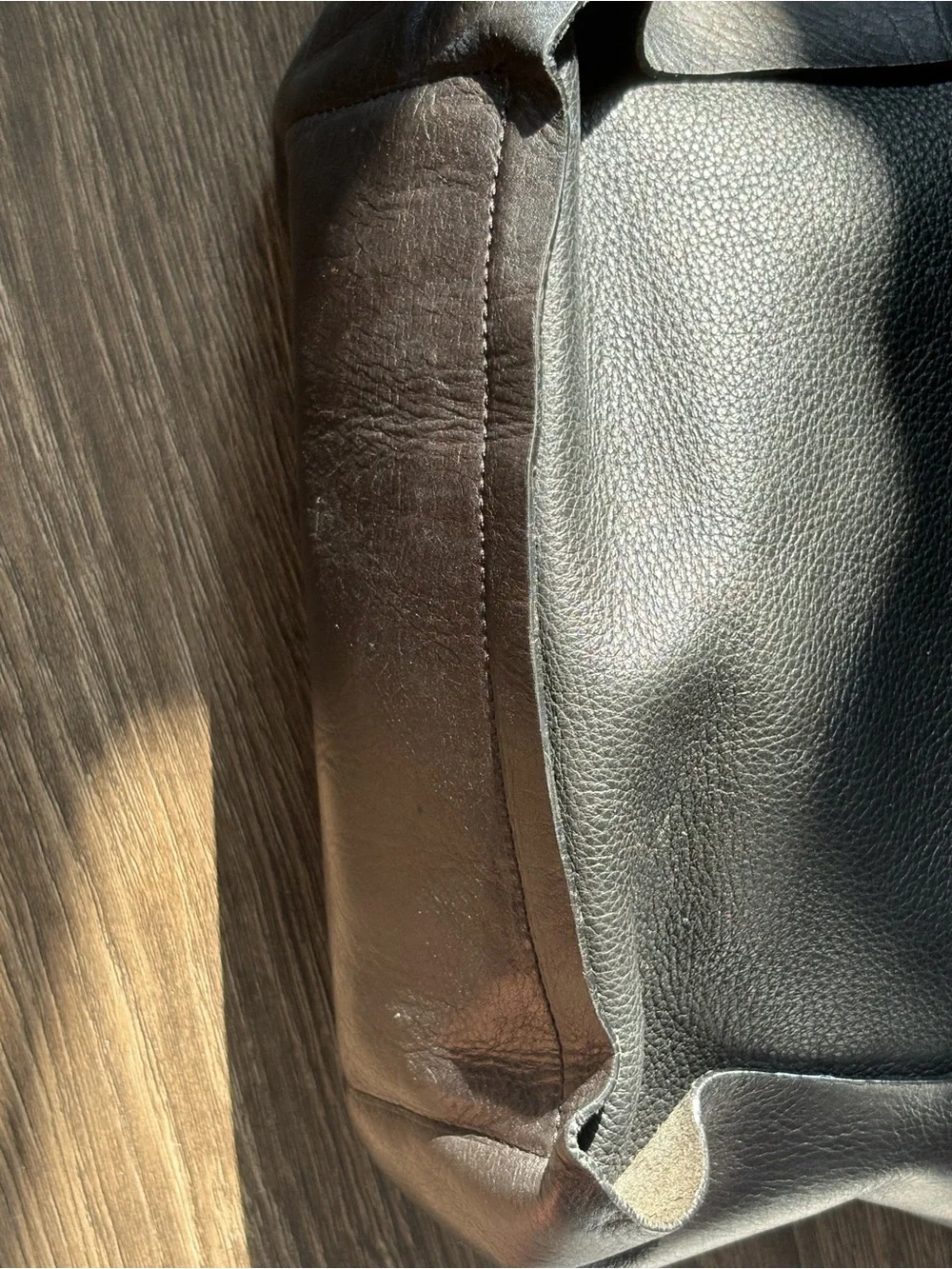 Casa Lopez Black Leather Bag with Ring-Detail Strap heavy